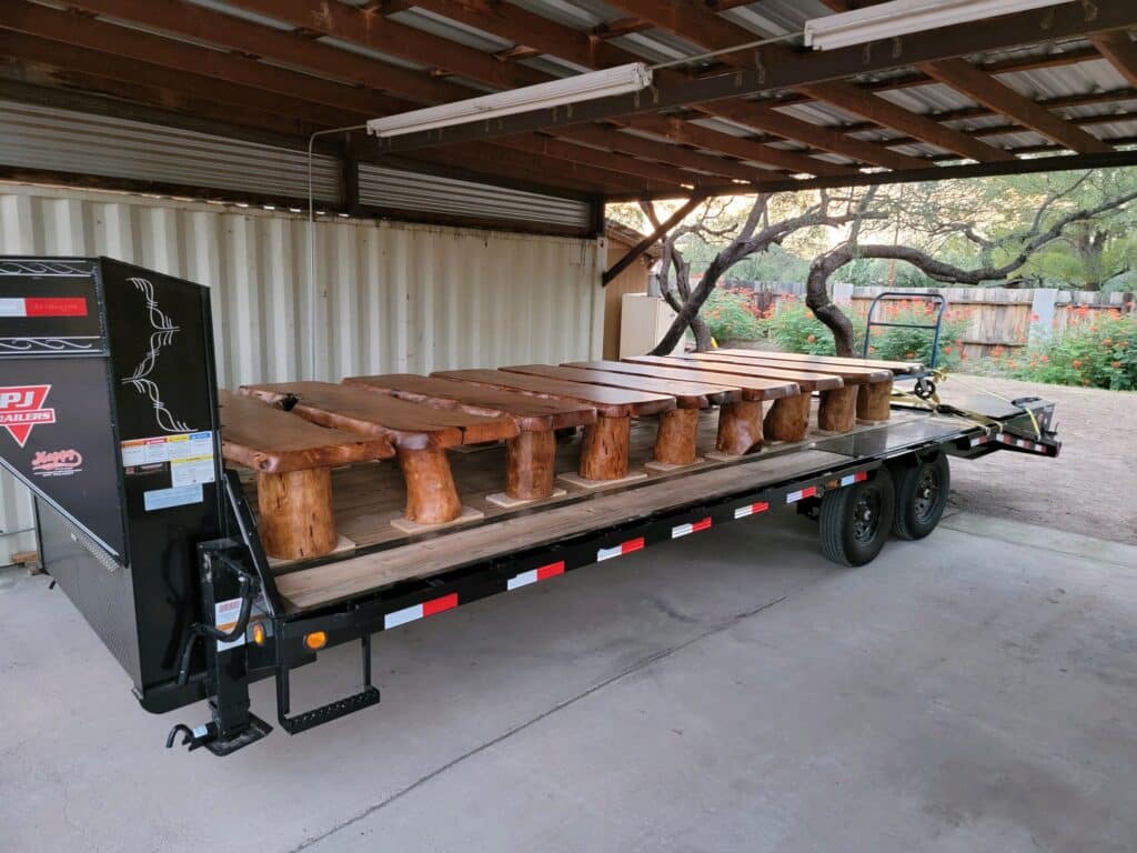 Mesquite benches on truck.